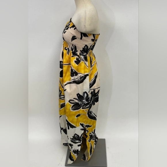 SILK 100%  Floral Strapless Maxi Dress Size Xs Fits 2-8 Stretch Tube Top BGBG - Picture 4 of 17